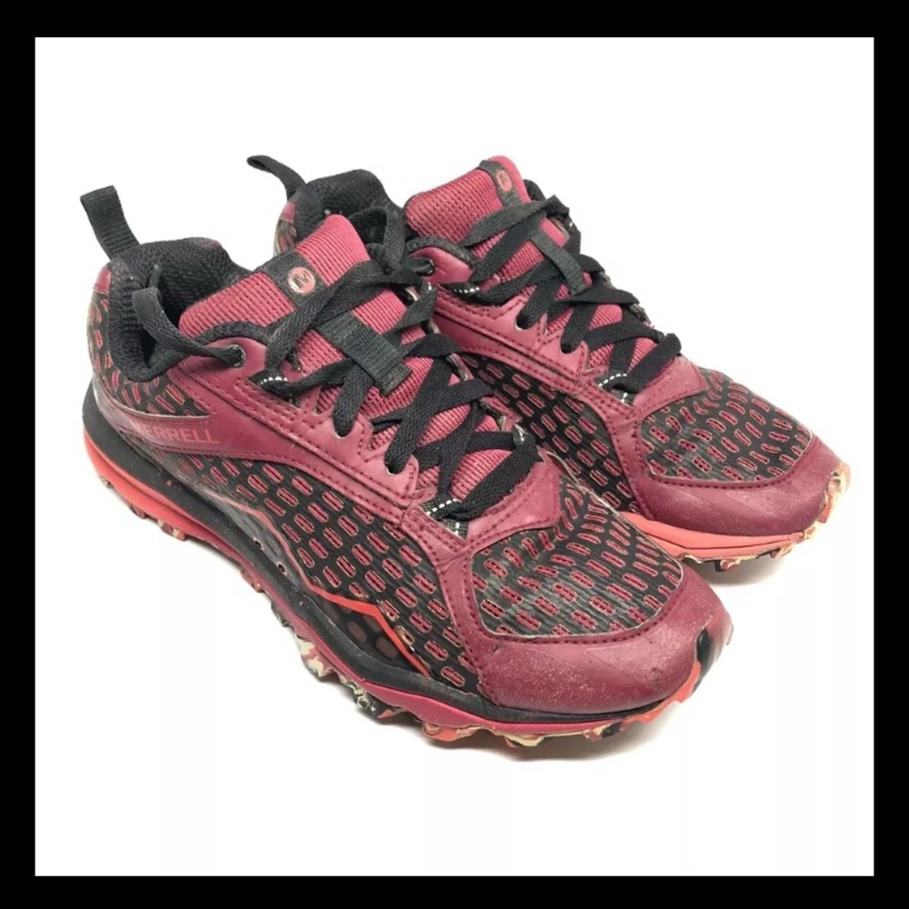 Merrell All Out Crush Tough Mudder Trail Running Shoe Sneaker Womens 7 Beet Red